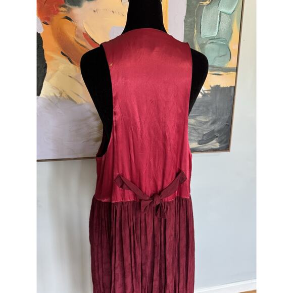 VTG LOLITA WEST by Foxtrot 80's Apron Jumper Dress Romantic Goth Bohemian Sz L - Picture 4 of 10